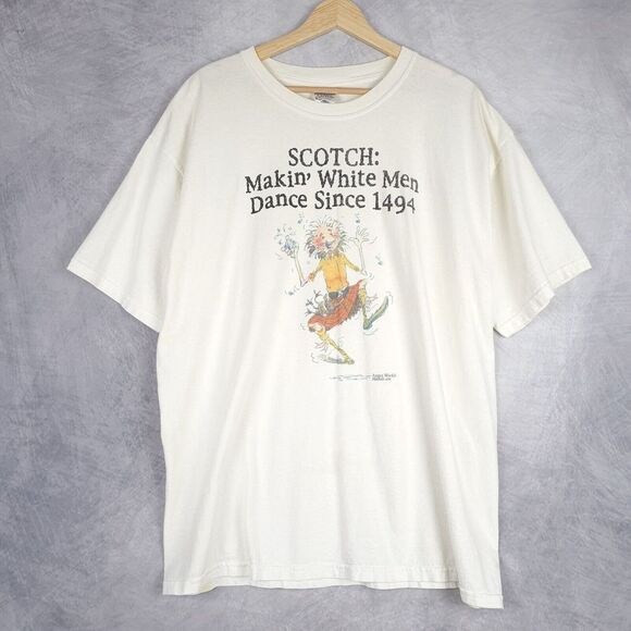 Angus Mackilt T Shirt Mens XL Scotch Making White Men Dance Funny Crewneck - Picture 1 of 16
